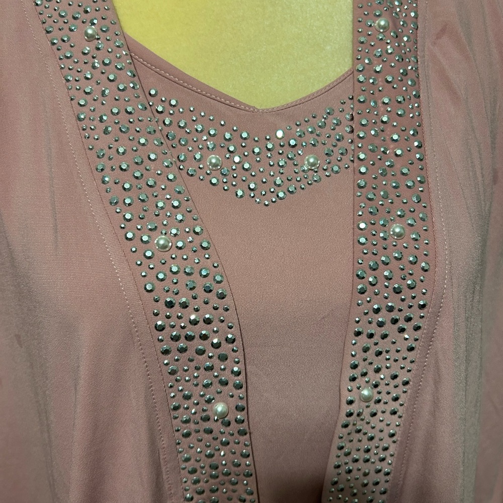 NWT Catherine’s 3 Piece Pant Set Embellished Pink Sz 28W Petite Wedding Easter - Picture 3 of 5